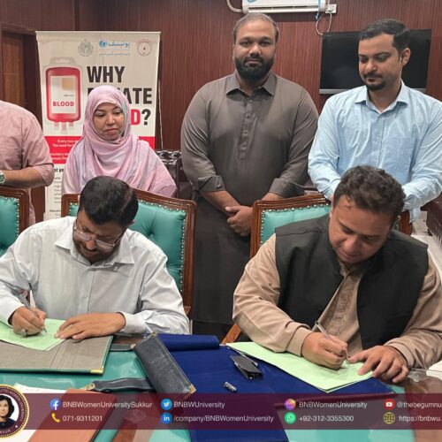 BNBWU Signs MoU with Sindh Blood Transfusion Authority to Promote Healthcare Innovation